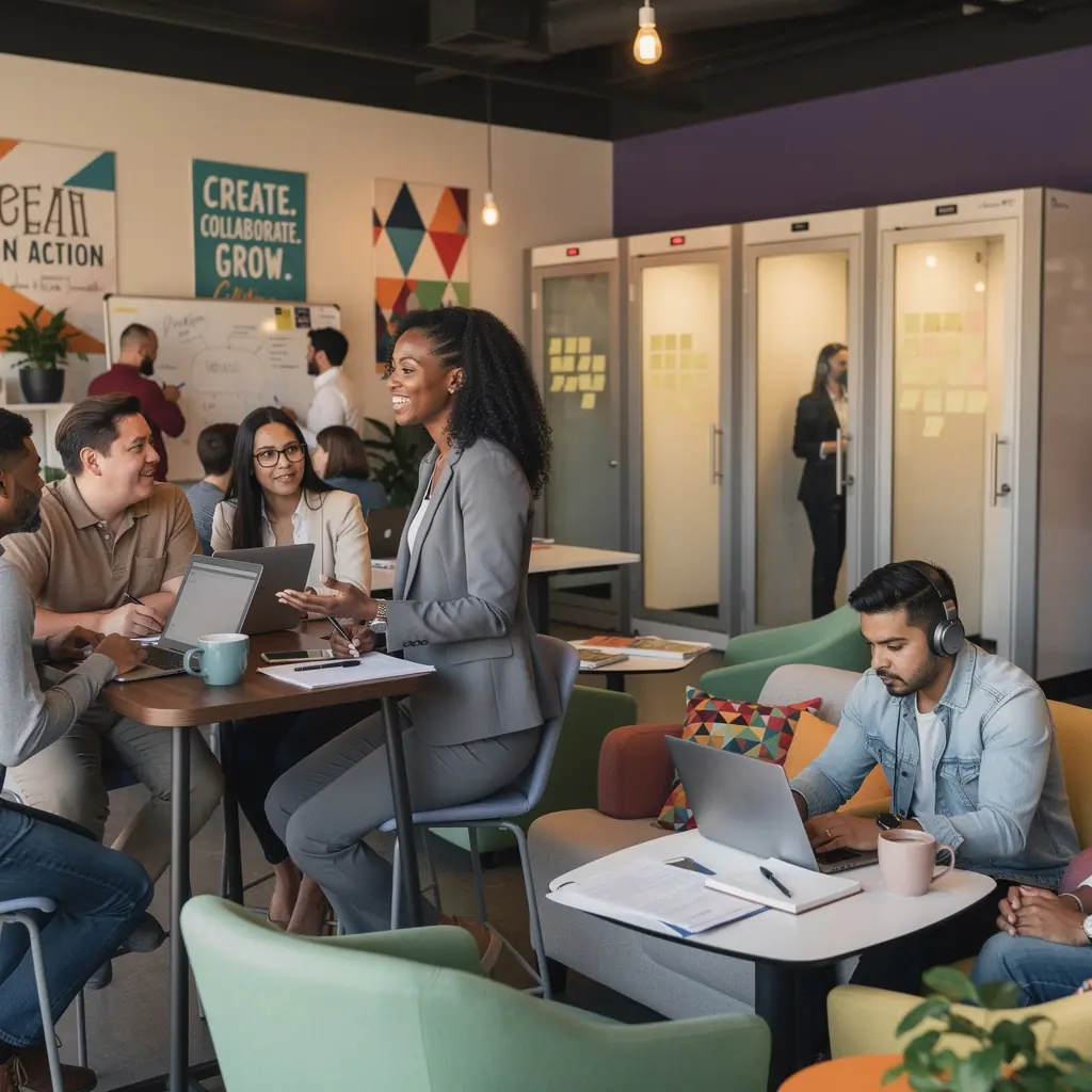 Уголок для индивидуальной работы с минималистичным дизайном и хорошим освещением